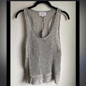 Revolve Anthropologie feel the piece terre jacobs Tank XS Gray Knit Fringe Hem